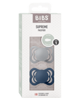 BIBS Pacifier SUPREME Silicone 2 PK Cloud/Steel Blue (Min. of 2 PK, multiples of 2 PK) - MAIGHAN DISTRIBUTION CANADA