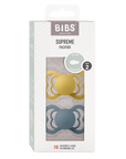 BIBS Pacifier SUPREME Silicone 2 PK Mustard/Petrol (Min. of 2 PK, multiples of 2 PK) - MAIGHAN DISTRIBUTION CANADA