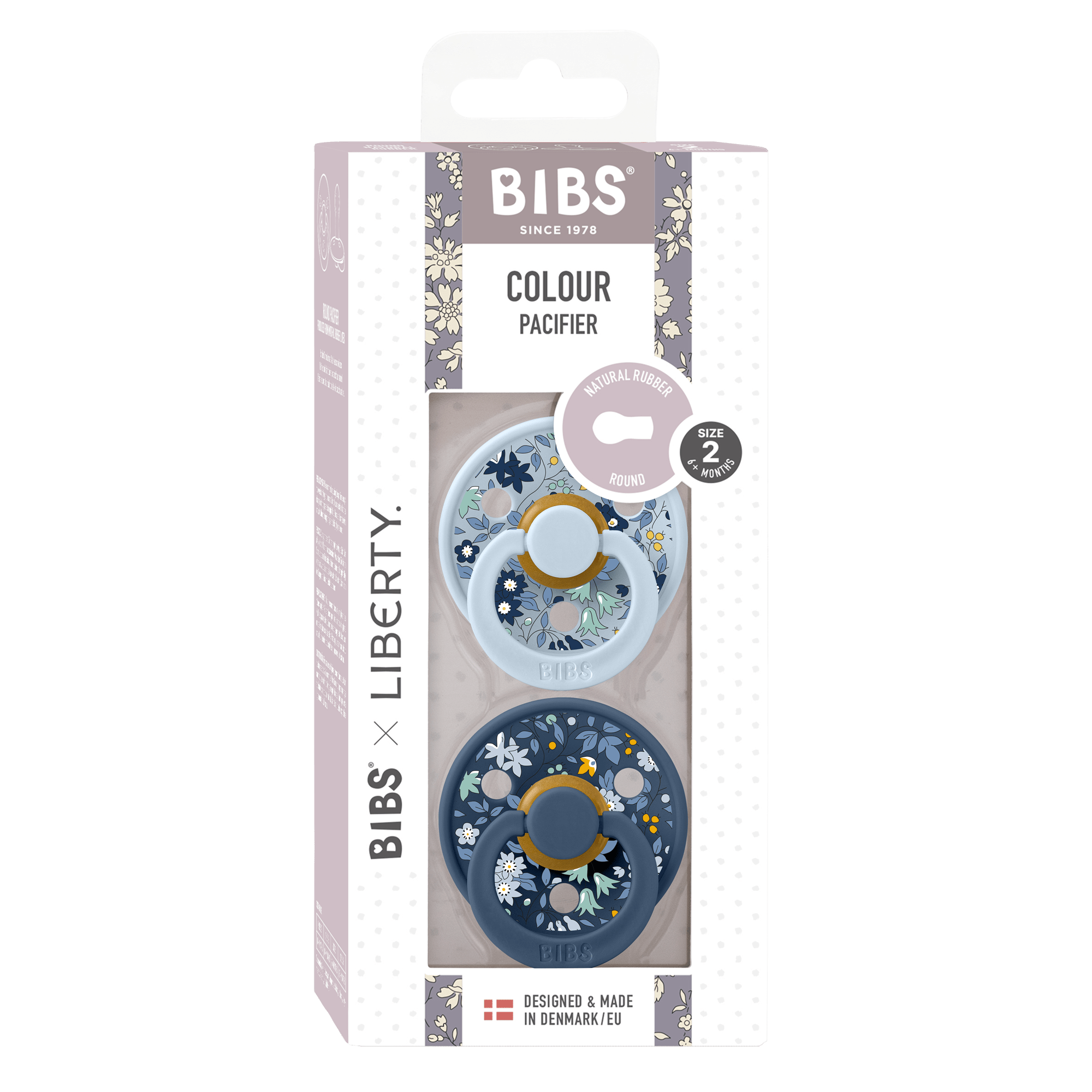 BIBS x Liberty Pacifier Original COLOUR Latex 2 PK Chamomile Lawn Baby Blue Mix (Min. of 2 PK, multiples of 2 PK) - MAIGHAN DISTRIBUTION CANADA