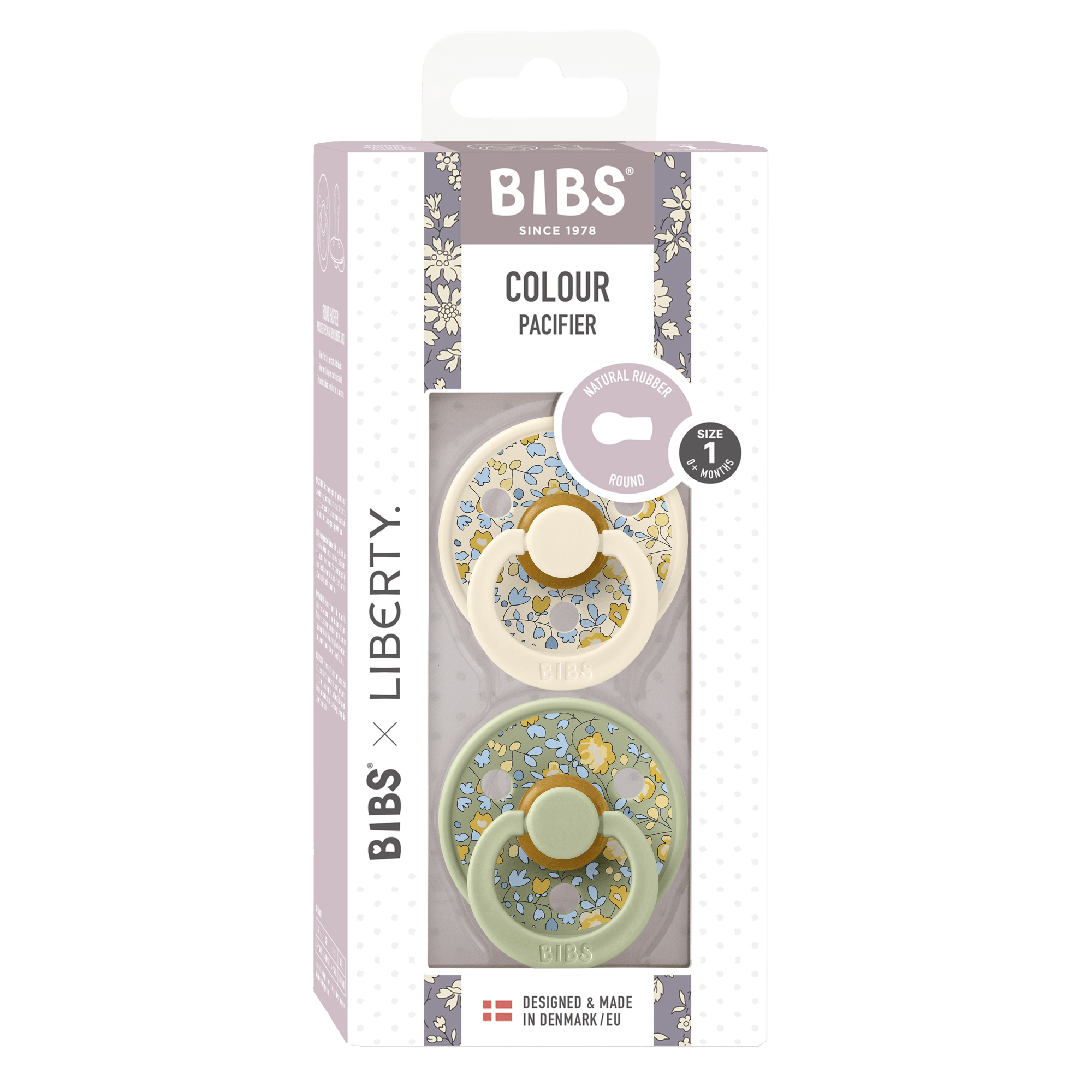 BIBS x Liberty Pacifier Original COLOUR Latex 2 PK Eloise SageMix (Min. of 2 PK, multiples of 2 PK) - MAIGHAN DISTRIBUTION CANADA