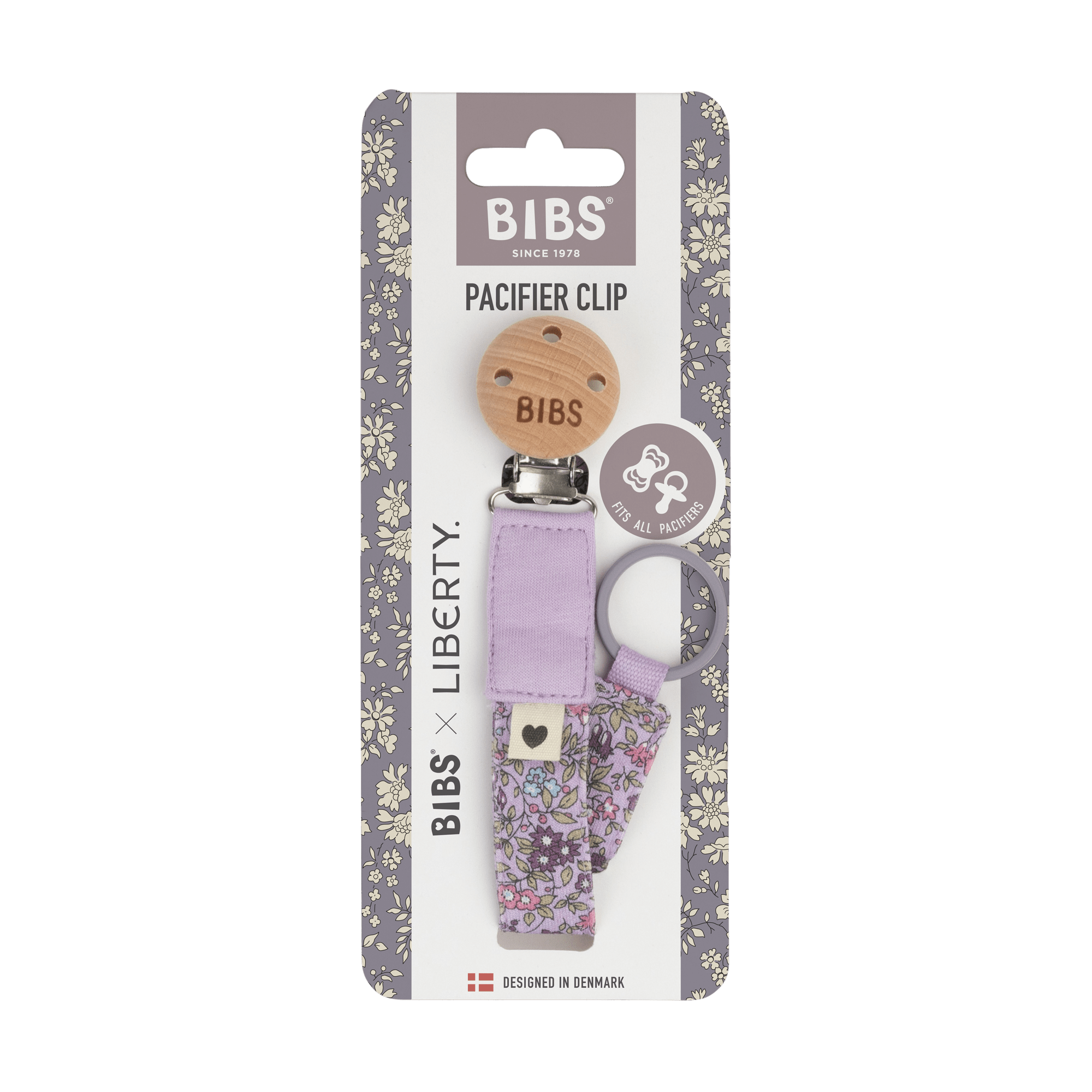 Liberty x BIBS Pacifier Clip Chamomile Lawn Violet Sky ONE SIZE (Min. of 2 PK , multiples of 2 PK) - MAIGHAN DISTRIBUTION CANADA