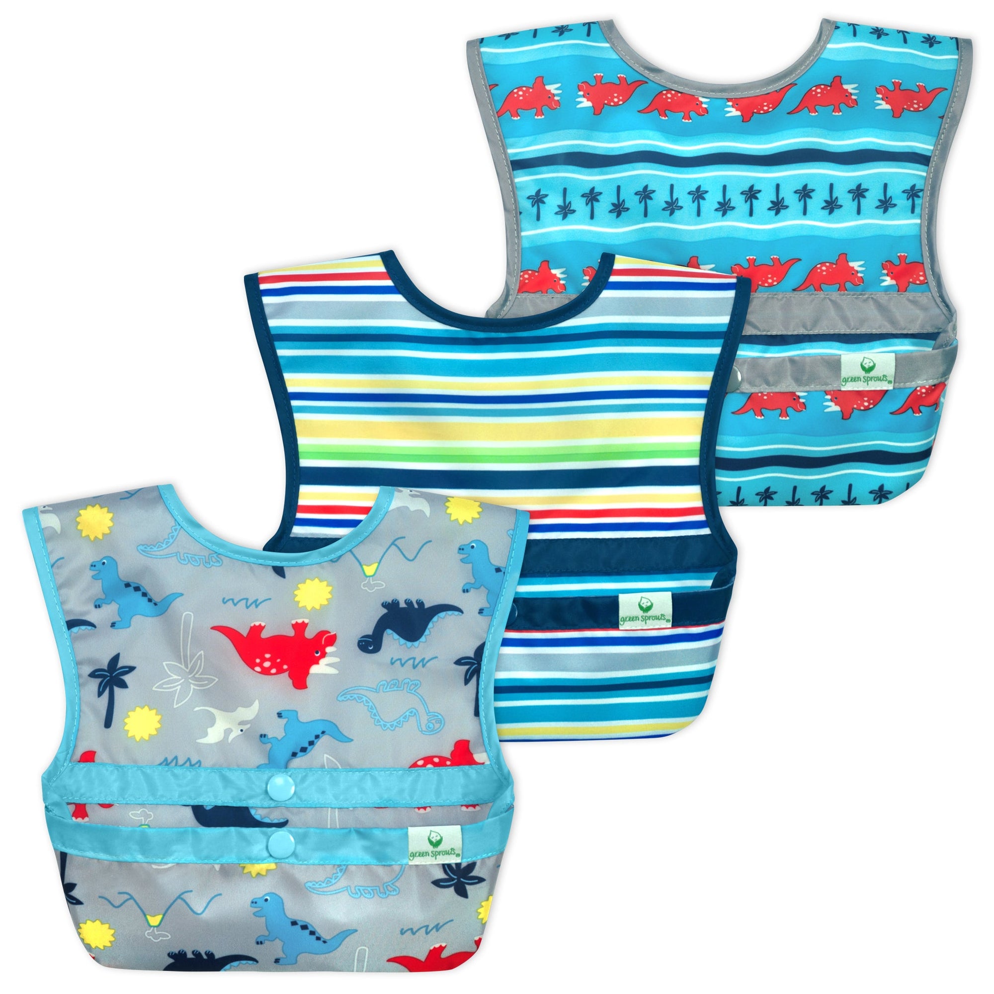 Snap & Go™ Easy - Wear Bibs Aqua Dinosaurs (2 Pack) (Min. of 2, multiples of 2) - MAIGHAN DISTRIBUTION CANADA