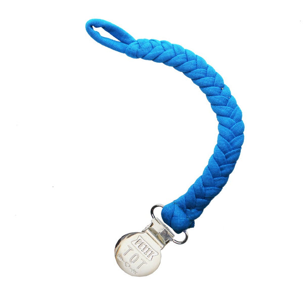Royal Blue Braided Pacifier Clips made in Canada (Min. 2 multiples of 2)