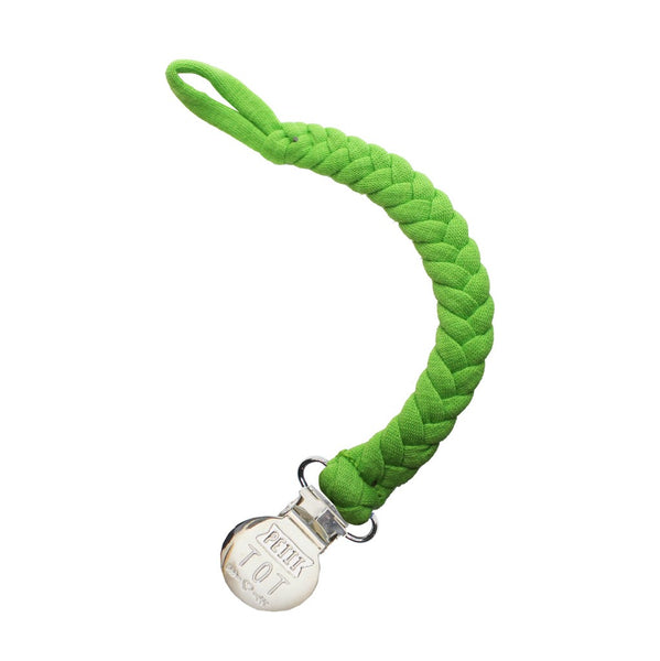 Lime Braided Pacifier Clips made in Canada (Min. 2 multiples of 2)